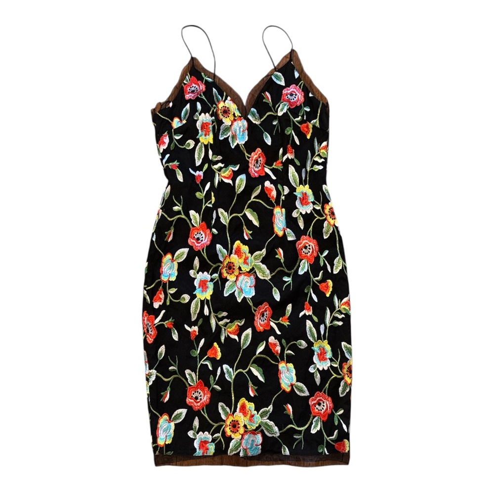 Aidan Maddox black embroidered floral dress 4